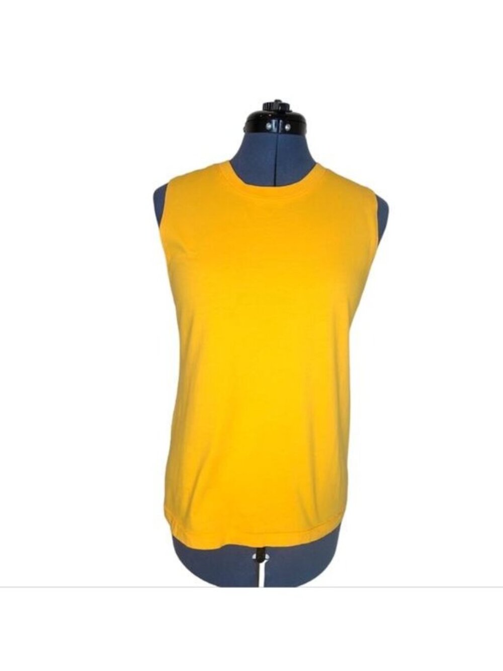 Monrow Yellow Boyfriend Muscle Tee Small Crew Neck Sleeveless Rayon Blend